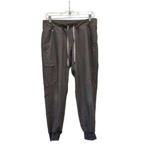 FIGS Zamora Jogger Scrub Pants Women Medium Tall Grey Cargo Pockets Healthcare
